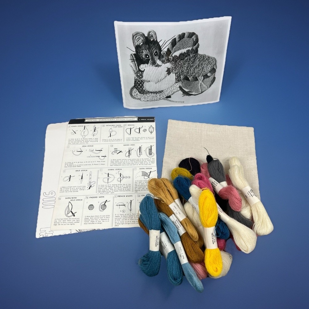 Erica Wilson Mrs. Tittlemouse‎ and Babies Beatrix Potter Crewel Embroidery Kit